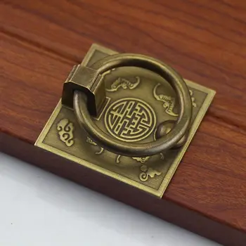 Antikvarinė durų žiedo rankena Creative Hand Pull Square Stalčių rankena Kinų stiliaus žalvarinis šikšnosparnis kvadratinis traukimo žiedo durys