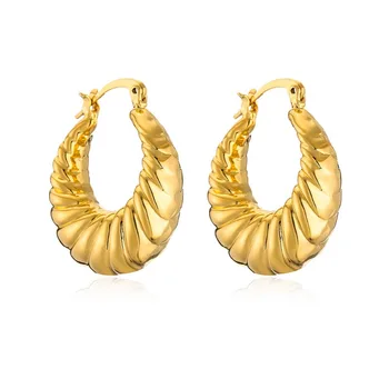 Fashion Jewelry Vintage Temperament Gold Color Metal Hoop auskarai moterims Vakarėlių dovanos Perdėti aksesuarai Karštas pardavimas