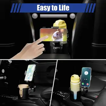 Vandens puodelio ilgintuvas automobilio universaliam puodelio laikikliui Telefono laikiklis su 360 laipsnių pasukimo išplečiamu pagrindu automobiliui 2-in-1 gėrimui