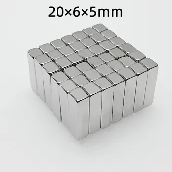 10-100vnt Neodimio medžiagos dydis 20 * 6 * 5 mm NdFeB N35 magnetai Stiprus blokinis magnetas 20x6x5mm Magnetinės medžiagos Imanas 20 * 6 * 5