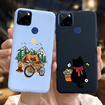 For Realme C25s Case Cute Cartoon Cat Phone Back Cover For Realme C25 C12 7i C 25s RMX2189 RMX3195 Coque Realme Narzo 30A Fundas