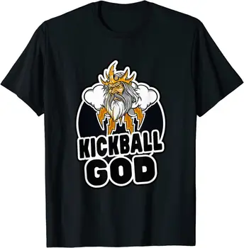 Kickball God Retro Ball Party O-Neck Medvilniniai marškinėliai Vyrai Moterys Laisvalaikio trumpomis rankovėmis Laisvi marškinėliai Dropshipping