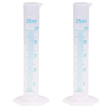 2X matavimo cilindro plastikinio graduoto vamzdžio įrankis laboratorijai (25 ml)