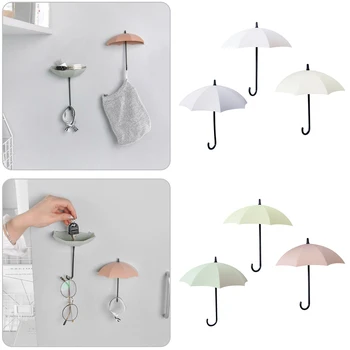 skėčio formos sienų klijai kabliukai be nagų 3vnt dekoratyviniai smulkūs daiktai Viengubi kabliai opp maišelis