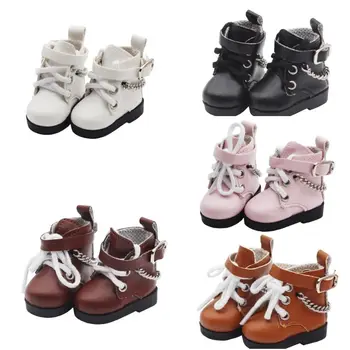 1Pair PU odiniai mini lėlių batai Chain Shoes Mini 4.5*2cm Lėlių batai Mieli 1 pora BJD lėlės PU batai vaikams Dovanos