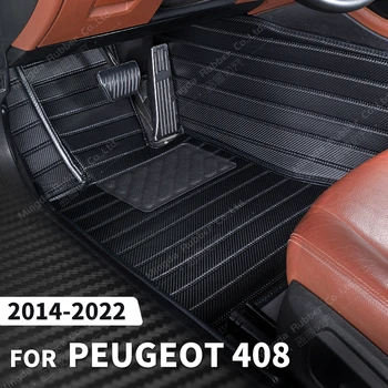 Individualūs anglies pluošto stiliaus grindų kilimėliai Peugeot 408 2014-2022 15 16 17 18 18 19 20 21Foot Kiliminė danga Auto Interjero aksesuarai