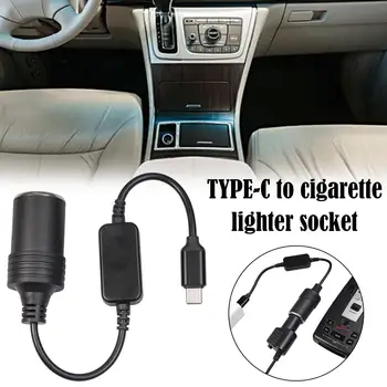 USB C C tipas nuo C iki 12V automobilių cigarečių degiklio lizdas Moteriškas keitiklio adapterio laidas automobilių cigarečių žiebtuvėliams Automobilių dulkių valymas C2T5