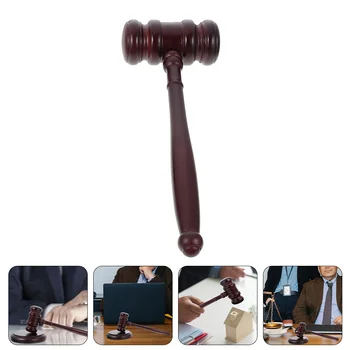 Gavel Hammer Judge Medinių žaislų aukciono advokatas Kostiumas Mallet Law Prop Wood Toys Justice Courtroom Gavels Play Block Cosplay