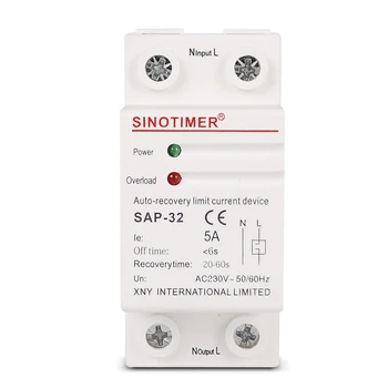 SINOTIMER SAP-32 Buitinė srovės apsauga Automatinio atkūrimo srovės ribojimo įtaisas mokyklos bendrabučiui 230V 5A 1150W
