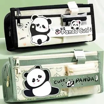 Panda Didelės talpos pieštukų krepšys Kanceliarinės prekės Vandeniui atsparus skaidrus rašiklio dėklas Mergaitės užtrauktukas Pieštukas Maišelis Mokykliniai reikmenys