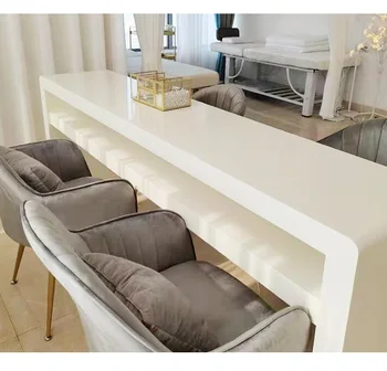 modernus nagų stalo dizainas grožio salono stalas prabangus baltų nagų stalas