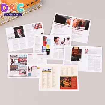 6Pcs/set Spalvotas laikraštis Lėlių namelis Miniatiūriniai naujienų žurnalai Žaislų modeliai OB11 lėlių dekoro priedams