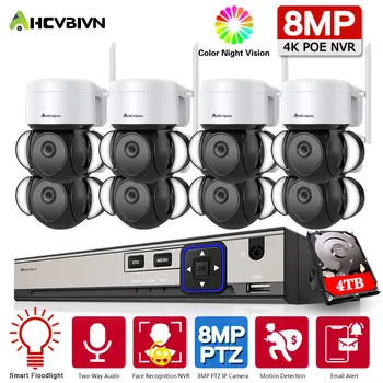 8MP belaidžio vaizdo stebėjimo rinkinys 4K NVR CCTV IP kamera WiFi mini apsaugos sistema Foodlight for Home PTZ Cam 8CH ICsee Kit