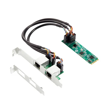 2X M.2 Į Dual Port 2.5G Ethernet NIC tinklo plokštę 2Port RJ45 B klavišą ir M klavišą 2500 Mbps RTL8125B mikroschemų rinkinį žaidimams