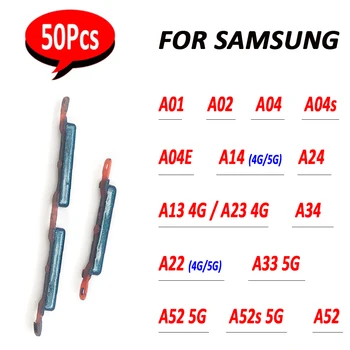 50vnt,Nauja maitinimo garsumo šoninio mygtuko rakto dalis Samsung Galaxy A01 A02 A04E A04S A04 A13 A23 4G A14 A22 A33 A52 A52S 5G A24 A34