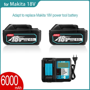Aicherish Nauja Makita 2vnt baterija + įkroviklis 18V 6Ah Makitos pakeitimas BL1880 BL1860 BL1830 grandininiam pjūklui elektrinis gręžtuvas