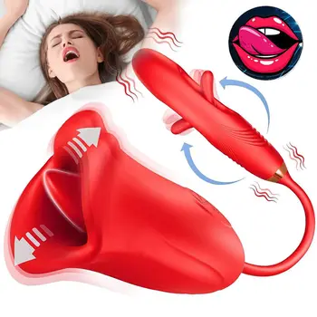 Bakstelėjimas Patting Sucking Rose vibratorius G Spot masažuoklis Dildo Clitoris Laižymo liežuvis Vibratorius Masturbatorius Suaugusiųjų sekso žaislas moterims