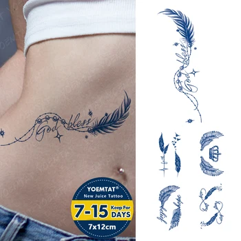Plunksnų žvaigždžių linijos Sulčių rašalas Ilgalaikis vandeniui atsparus laikinas tatuiruotės lipdukas Netikras Tatto kūno menas Pusiau nuolatinis Tatto moterų vyrų ranka