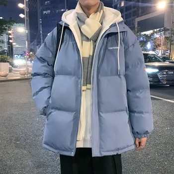 Harajuku Striukės Vyrai Laisvalaikis Laisvi Sutirštinti Šilti vyrai Parkas Žieminė kieta striukė Kailis su gobtuvu Moteris Mada Korėjietiška gatvės apranga