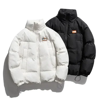 2023 Žieminiai nauji medvilniniai drabužiai vyriškam Breadsuit paltui Didelė laisva stovinti apykaklė paprastiems vyrams Universalūs medvilniniai drabužiai