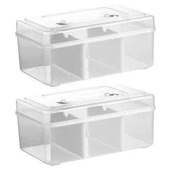 2 vnt Medicina Sundries Box Home Portable Case Organizer Konteinerių saugojimas Plastikinio šiukšliadėžės dangčio rankena