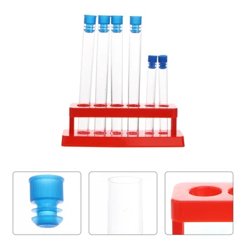 plastikiniai mėgintuvėliai su laikymo stovu Mokslinių eksperimentų priedai (mėgintuvėlio stovas +16 * 150 kištukas (kištuko spalva atsitiktinė)