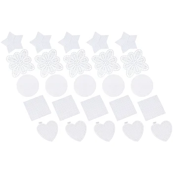 50vnt Tinklinės drobės lakštai siuvinėjimo darbams ( Heart Square Star Round Shape ) Plastikas