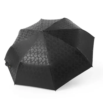 Anti verslo moterys Skėčiai Sun Devil Fold 3 Black Male Automaticlly Umbrella Windproof Travel Rain Men Parasol Skull