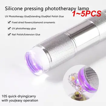 1~5PCS Nagų dailė UV mini žibintuvėlis su štampuotuvu Nešiojamas silikoninis rankinis LED šviesos nagų lakas Džiovintuvas Greito manikiūro lempa